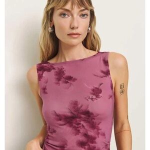 Reformation Dusk Knit Top in Mauve Pink